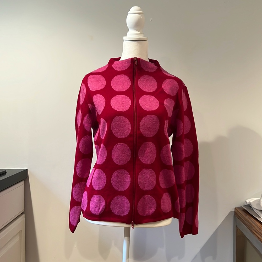 Red and pink Heldmann zip up sweater